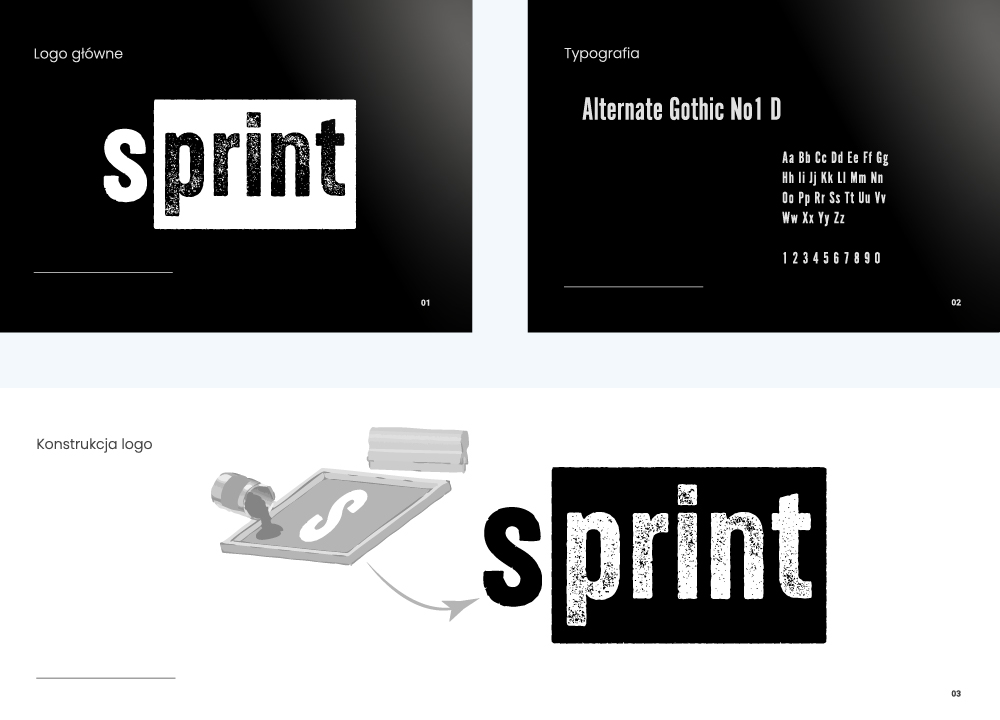 Plansza z logo firmy wykonującej sitodruk